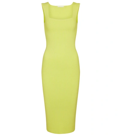 Helmut Lang Contour Ribbed Body-con Tank Dress In Green