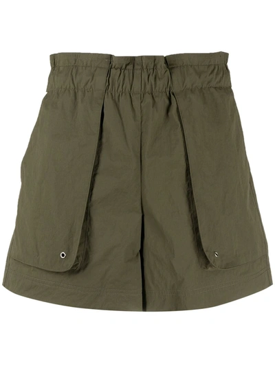 Helmut Lang High-rise Paperbag Shorts In Green