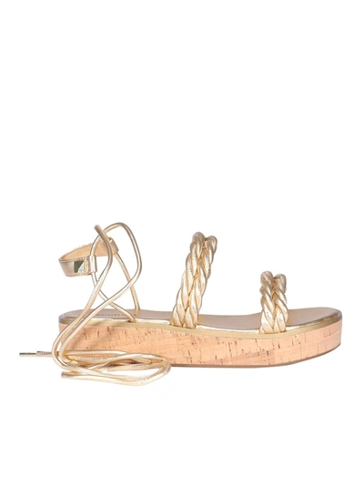 Michael Kors Marina Metallic Woven Lace-up Sandal In Gold