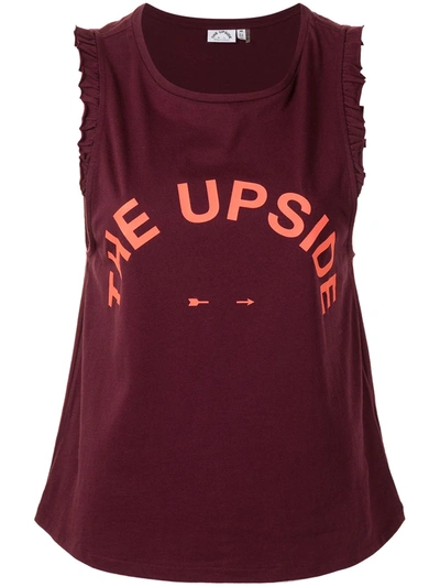 The Upside Sarah Ruffled Logo-print Cotton-jersey Tank Top In Red