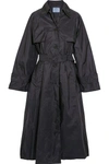 Prada Belted Shell Trench Coat In Navy