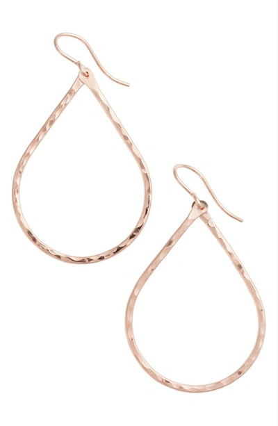 Nashelle Pure Small Hammered Teardrop Earrings In Rose Gold