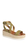 Michael Michael Kors Lowry Platform Wedge Sandal In Oregano Leather/ Jute