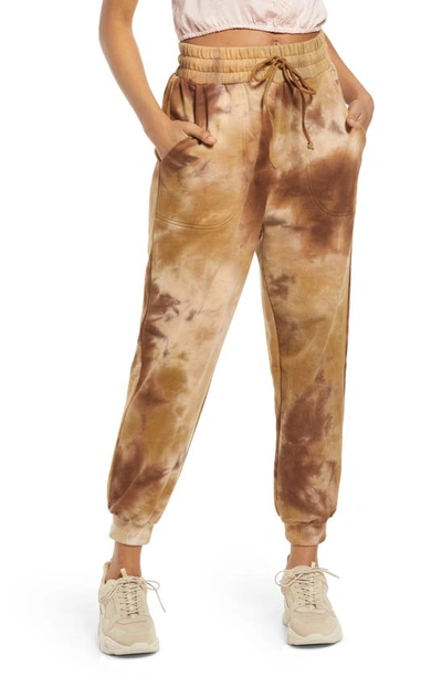 Bp. Tie Dye Drawstring Sweatpants In Brown- Purple Tie Dye