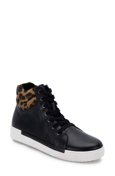 Blondo Grazen Waterproof High Top Sneaker In Black/ Leopard Suede Multi