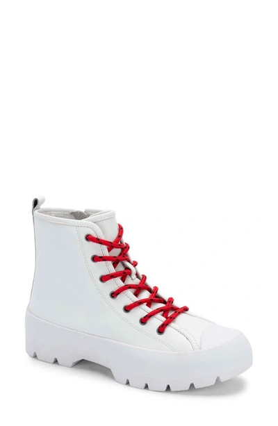 Blondo Waterproof Lace-up Bootie In White Leather