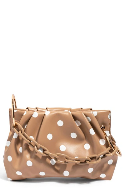 House Of Want Chill Vegan Leather Frame Clutch In Tan Polka Dot