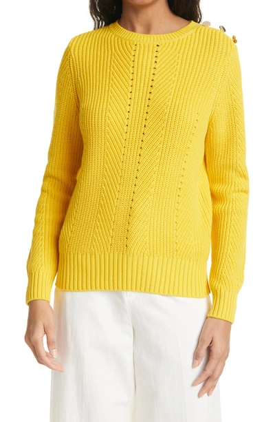 Ted Baker Button Detail Pullover Sweater In Yellow