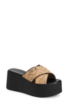 Karl Lagerfeld Ramona Platform Slide Sandal In Latte/ Black