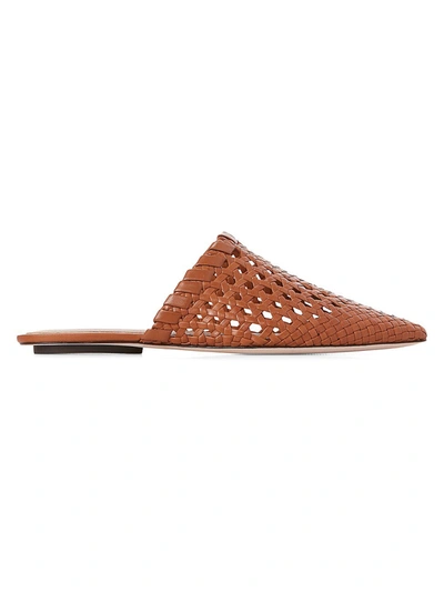 Paige Alana Woven Leather Mules In Ochre