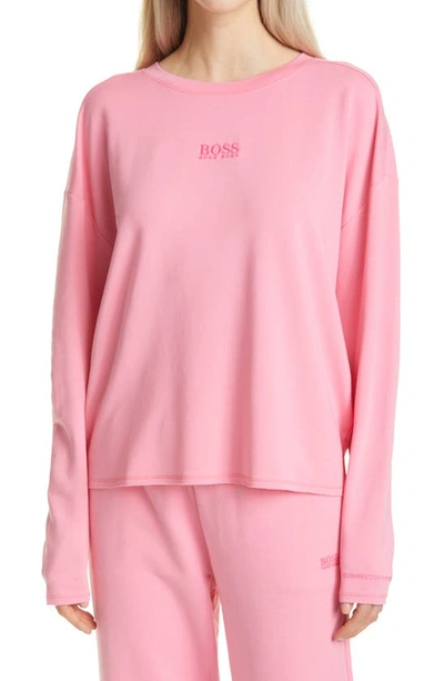 Hugo Boss Elina Active Relaxed Fit Sweatshirt In Faded Neon Pink