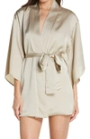 Lightcodes Short Satin Robe In Sand