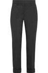 Prada Cropped Stretch-wool Slim-leg Pants In Gray