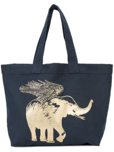 Figue X Space For Giants Flying Elephant Tote In Midnight Navy