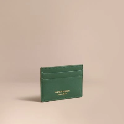 Burberry Trench Leather Card Case In Dark Forest Green