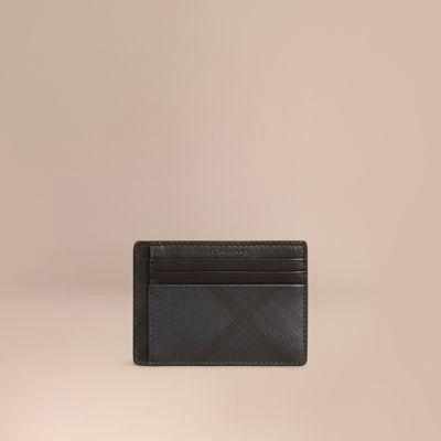 Burberry London Check Money Clip Card Case In Navy/black