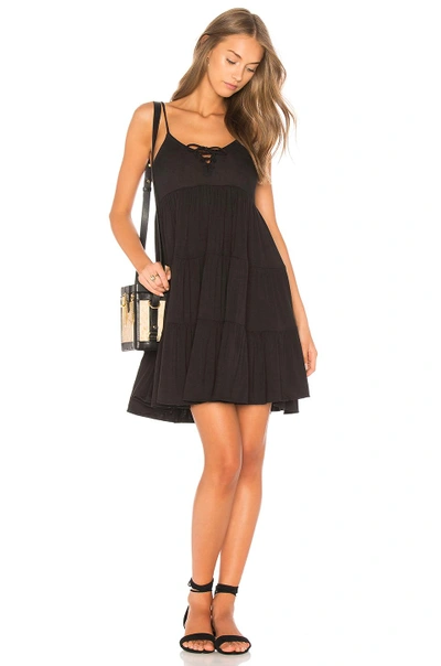 Chaser Lace Up Tiered Dress In Black