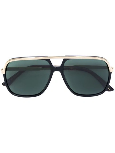 Gucci Emaillierte Sonnenbrille Mit Gestreiften Bügeln In Black