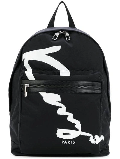 Kenzo Logo Print Nylon Backpack, Black