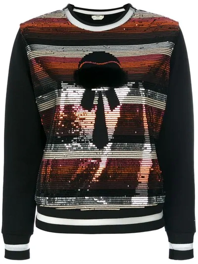 Fendi Sweatshirt With Sequins In Black|nero