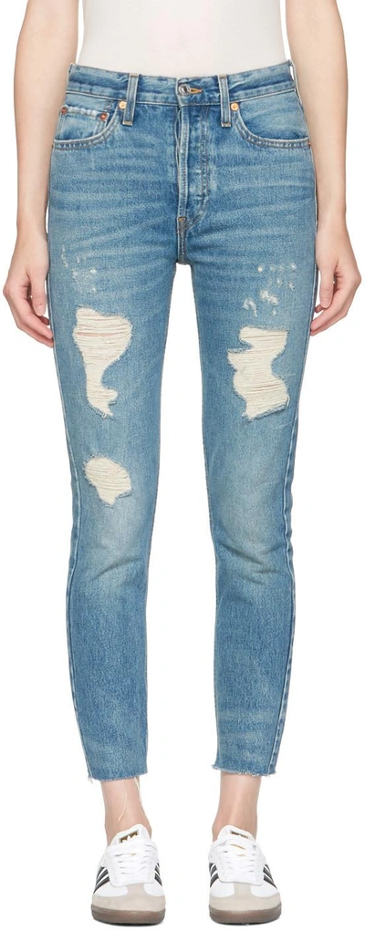 Re/done Blue Originals High-rise Ankle Crop Rigid Jeans