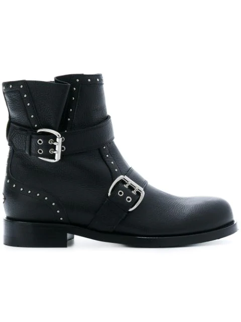 flat black biker boots