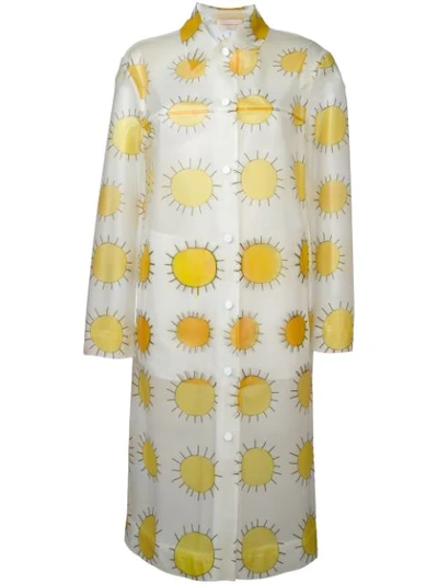 Christopher Kane Allover Printed Sun Waterproof Coat In White