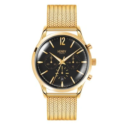 Henry London Men's 41mm Westminster Black Dial Chronograph Stainless Steel Watch In Gold/ Black