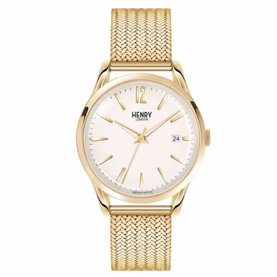 Henry London Westminster Ladies 39mm Gold Stainless Steel Mesh Bracelet Strap Watch With Gold Stainless Steel Cas In Champagne