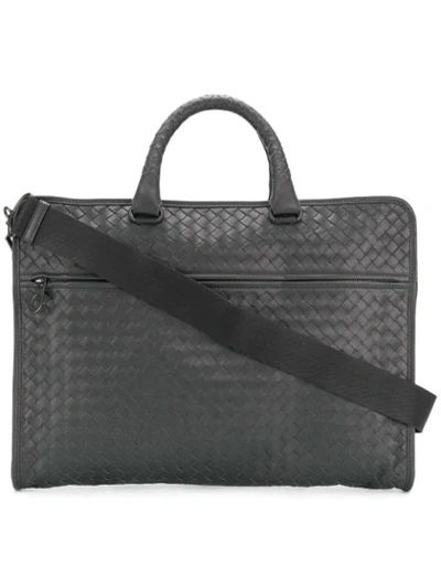 Bottega Veneta Leggeron Intrecciato Leather Briefcase In Grey