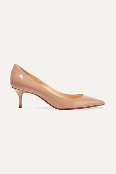 Christian Louboutin Pigalle Follies 55mm Patent Red Sole Pump, Nude In Beige