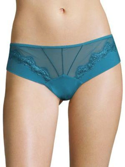 La Perla Edenic Lace-trim Bikini Bottom In Mediogreen