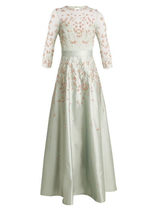 Temperley London Glen Embroidered Satin Dress In Light Blue | ModeSens