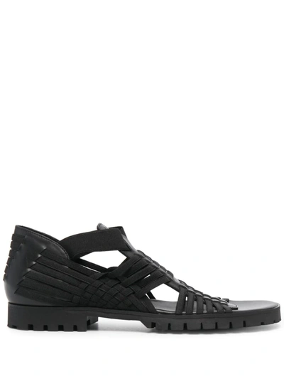 Kenzo Greek Leather Sandals In Black