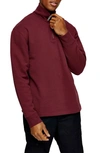 Topman 1/4 Zip Sweatshirt In Burgundy-brown