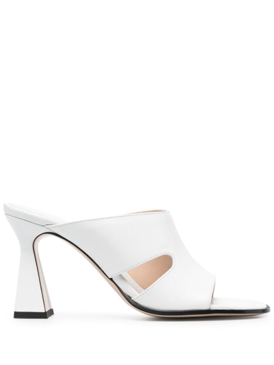 Wandler Marie Lambskin Cutout Mule Sandals In White