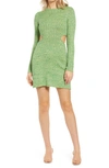 Afrm Dove Cutout Long Sleeve Ribbed Sweater Dress In Marled Green