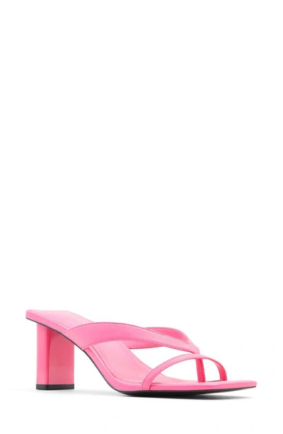 Aldo Loretta Slide Sandal In Bright Pink Faux Leather