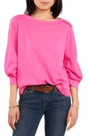 Vince Camuto Puff Sleeve Top In Bright Hibiacus