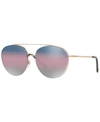 Valentino Mirrored Brow Bar Square Aviator Sunglasses, 58mm In Blue