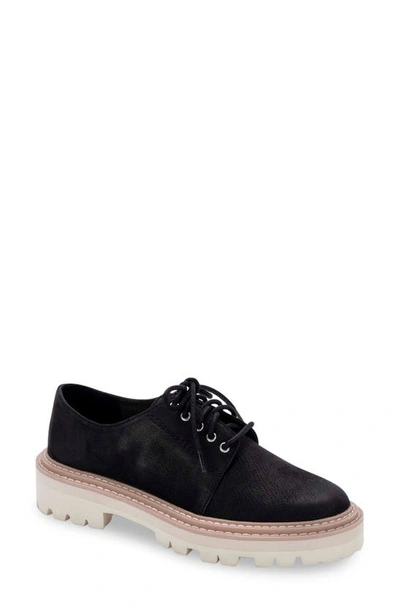 Dolce Vita Martie Lace-up Lug Oxfords Women's Shoes In Onyx Nubuck