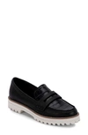 Dolce Vita Women's Aubree Almond Toe Embossed Leather Loafers In Onyx