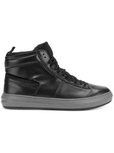 Ferragamo Salvatore  Calf Leather Hi-top Sneakers - Black