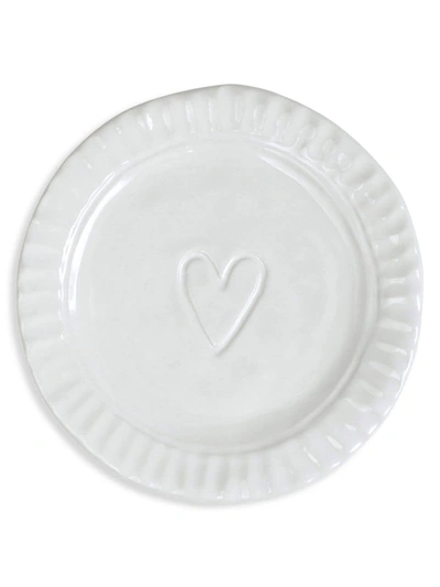 Vietri Pietra Serena Heart Stoneware Plate In Natural White