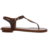 Michael Kors Women's Leather Flip Flops Sandals Mallory In Brown