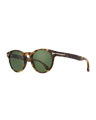 Tom Ford Palmer Round Acetate Sunglasses, Shiny Tortoise/green