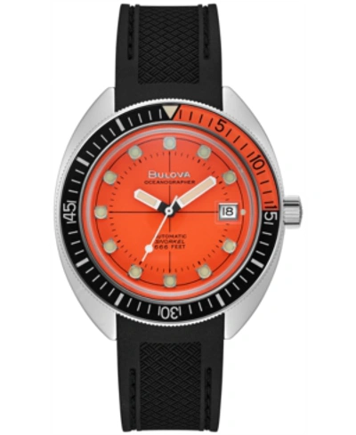 Bulova Men's Automatic Oceanographer Gmt Black Polyurethane Strap Watch 41mm In Black / Orange