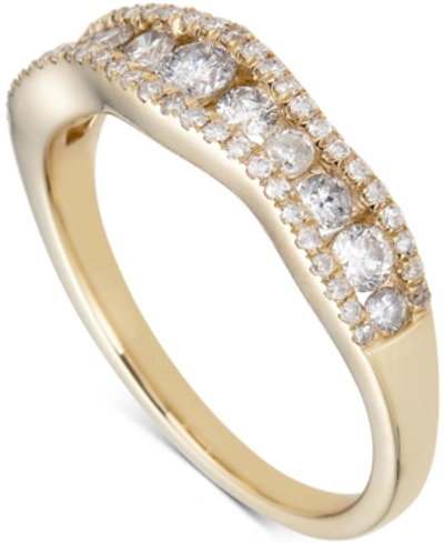 Macy's Diamond Wavy Channel-set Band (3/4 Ct. T.w.) In 14k Gold In Yellow Gold
