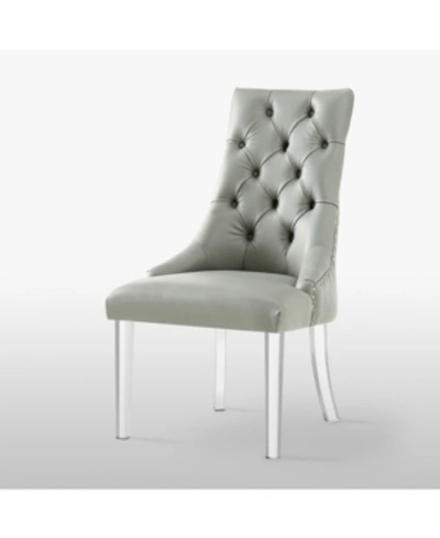 Inspired Home Marilyn Button Tufted Dining Chair With Acrylic Legs Set Of 2 In Gray