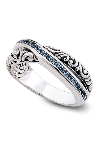 Samuel B Jewelry Sterling Silver Blue Topaz X Ring